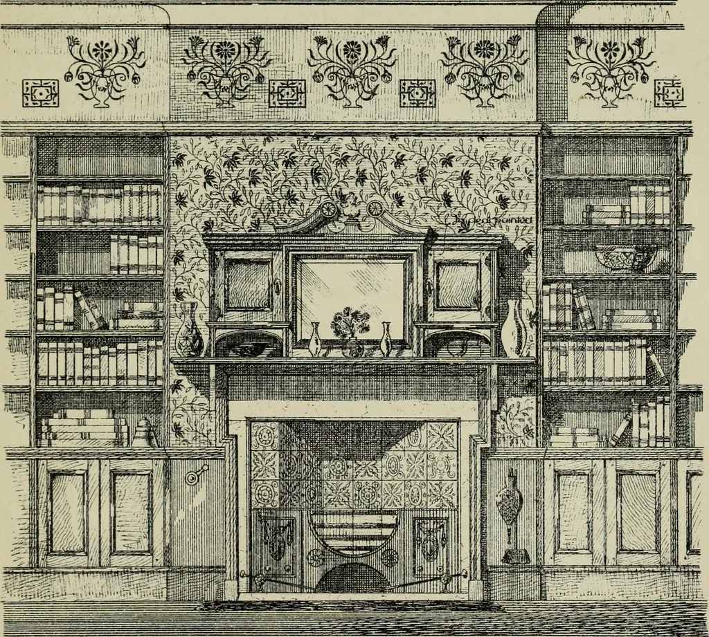 An illustration from Decoration & furniture of town houses; a series of Cantor lectures delivered before the Society of arts, 1880, amplified and enl., 1881, leaf 244
