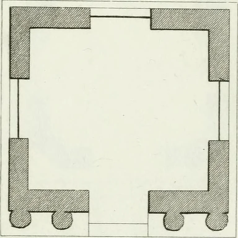An illustration from Decorations for parks and gardens : designs for gates, garden seats, alcoves, temples, baths, entrance gates, lodges, facades, prospect towers, cattle sheds, ruins, bridges, greenhouses, &c. &c. also a hot house & hot wall : with plans & scales on 55 plates, 1810, leaf 23