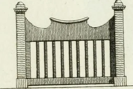 An illustration from Decorations for parks and gardens : designs for gates, garden seats, alcoves, temples, baths, entrance gates, lodges, facades, prospect towers, cattle sheds, ruins, bridges, greenhouses, &c. &c. also a hot house & hot wall : with plans & scales on 55 plates, 1810, leaf 3