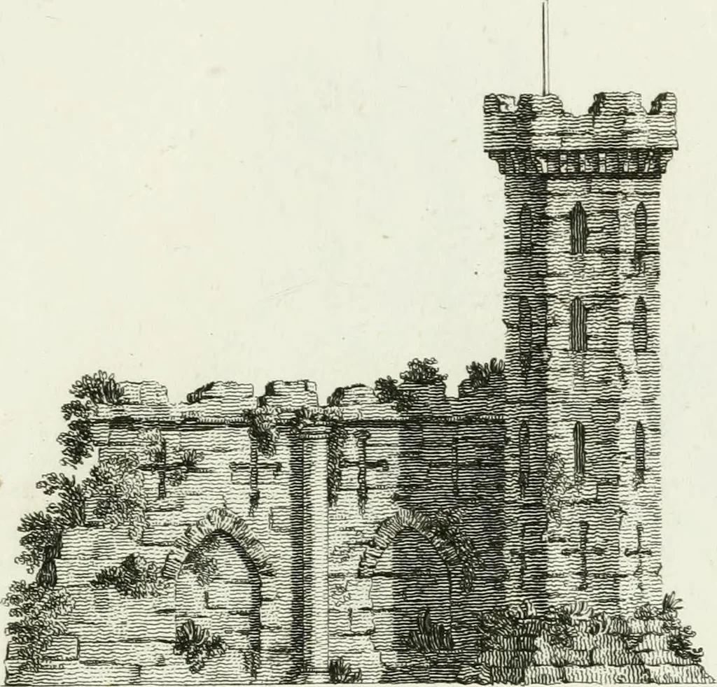 An illustration from Decorations for parks and gardens : designs for gates, garden seats, alcoves, temples, baths, entrance gates, lodges, facades, prospect towers, cattle sheds, ruins, bridges, greenhouses, &c. &c. also a hot house & hot wall : with plans & scales on 55 plates, 1810, leaf 73