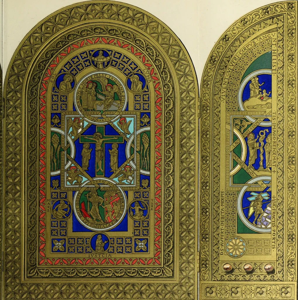 An illustration from The decorative arts ecclesiastical and civil of the Middle Ages, 1851, leaf 47