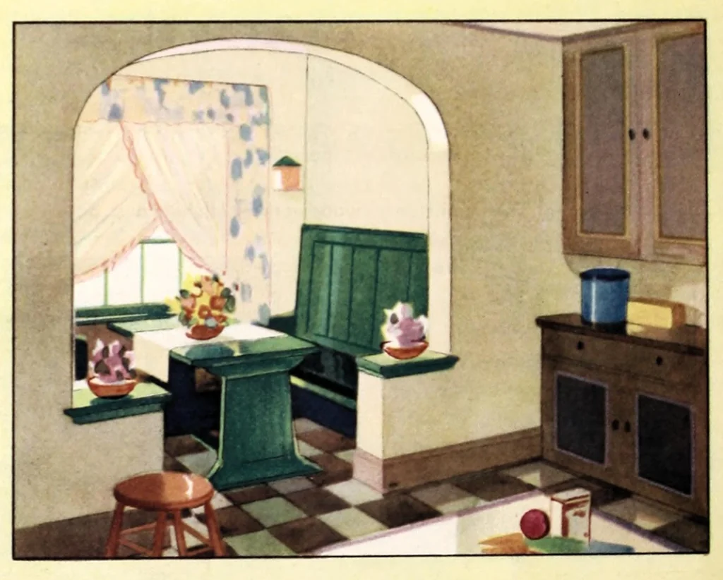 An illustration from Decorative suggestions : a handbook of color schemes sent you by paint headquarters., 1925, leaf 12