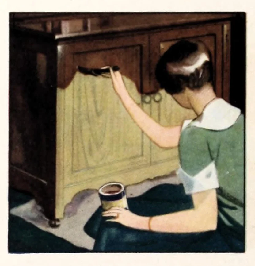 An illustration from Decorative suggestions : a handbook of color schemes sent you by paint headquarters., 1925, leaf 16