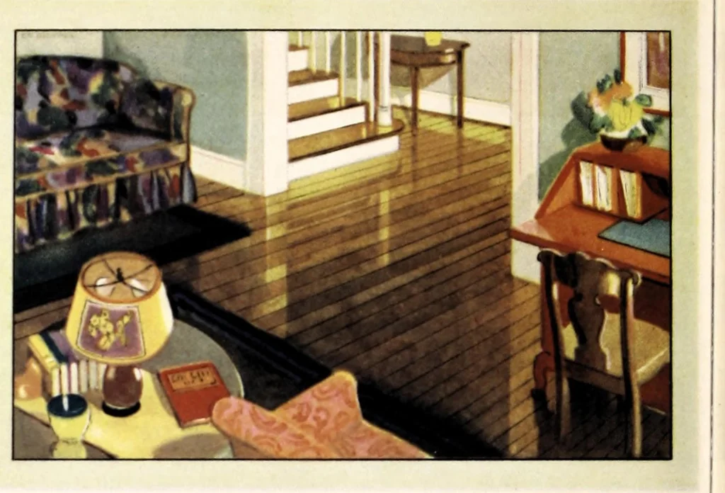 An illustration from Decorative suggestions : a handbook of color schemes sent you by paint headquarters., 1925, leaf 22