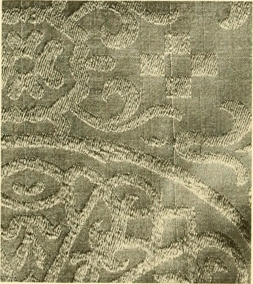 An illustration from Decorative textiles; an illustrated book on coverings for furniture, walls and floors, including damasks, brocades and velvets, tapestries, laces, embroideries, chintzes, cretones, drapery and furniture trimmings, wall papers, carpets and rugs, tooled and illuminated leathers, 1918, leaf 101
