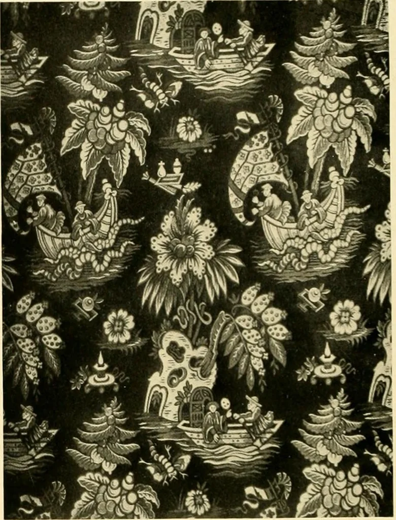 An illustration from Decorative textiles; an illustrated book on coverings for furniture, walls and floors, including damasks, brocades and velvets, tapestries, laces, embroideries, chintzes, cretones, drapery and furniture trimmings, wall papers, carpets and rugs, tooled and illuminated leathers, 1918, leaf 109