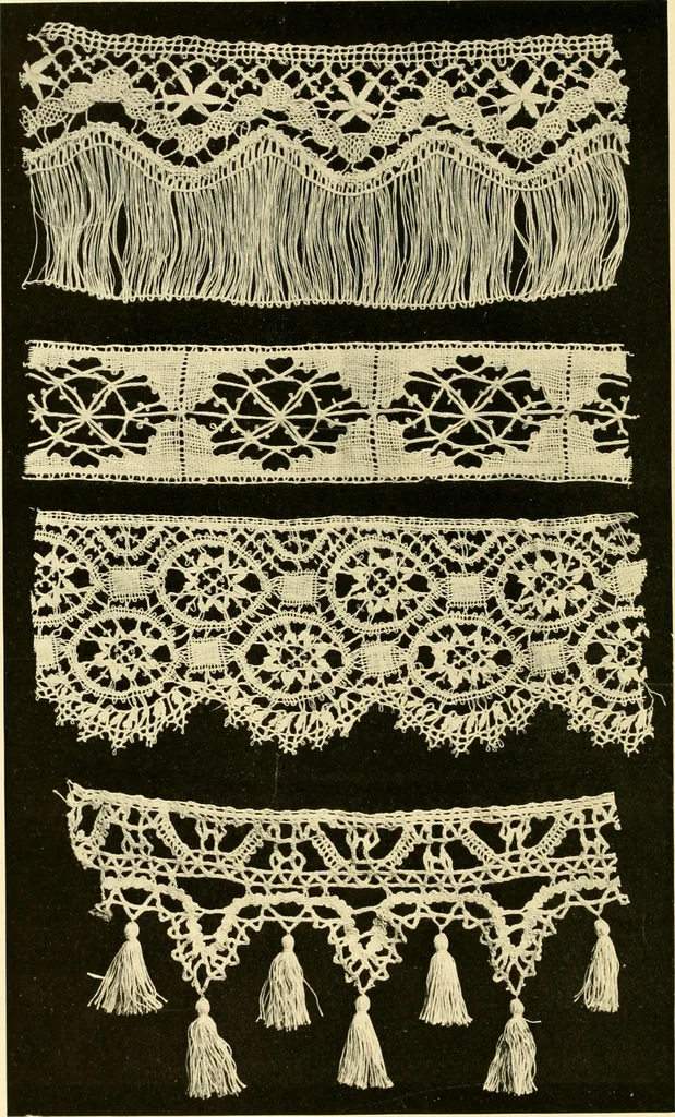 An illustration from Decorative textiles; an illustrated book on coverings for furniture, walls and floors, including damasks, brocades and velvets, tapestries, laces, embroideries, chintzes, cretones, drapery and furniture trimmings, wall papers, carpets and rugs, tooled and illuminated leathers, 1918, leaf 117