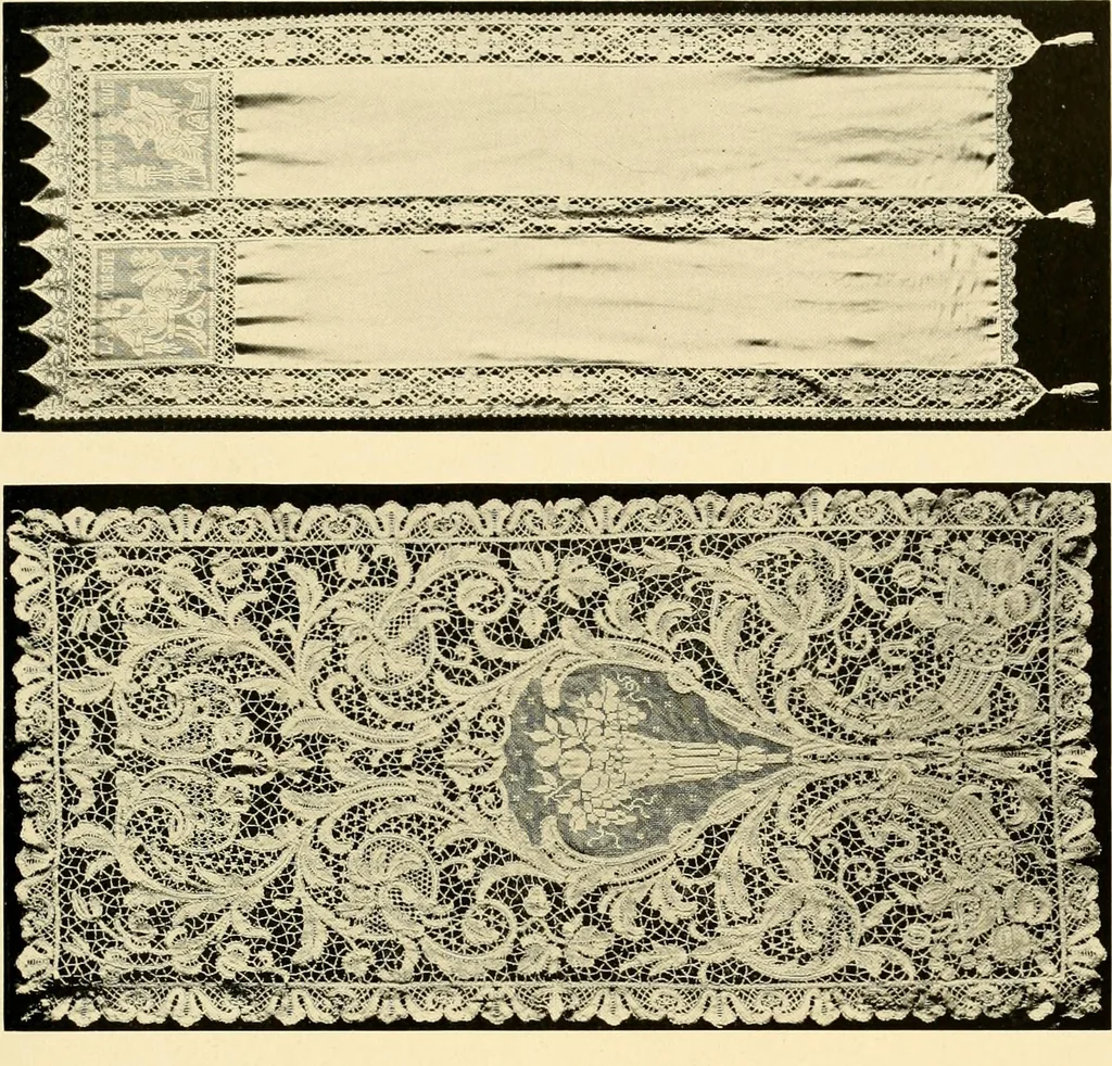 An illustration from Decorative textiles; an illustrated book on coverings for furniture, walls and floors, including damasks, brocades and velvets, tapestries, laces, embroideries, chintzes, cretones, drapery and furniture trimmings, wall papers, carpets and rugs, tooled and illuminated leathers, 1918, leaf 122