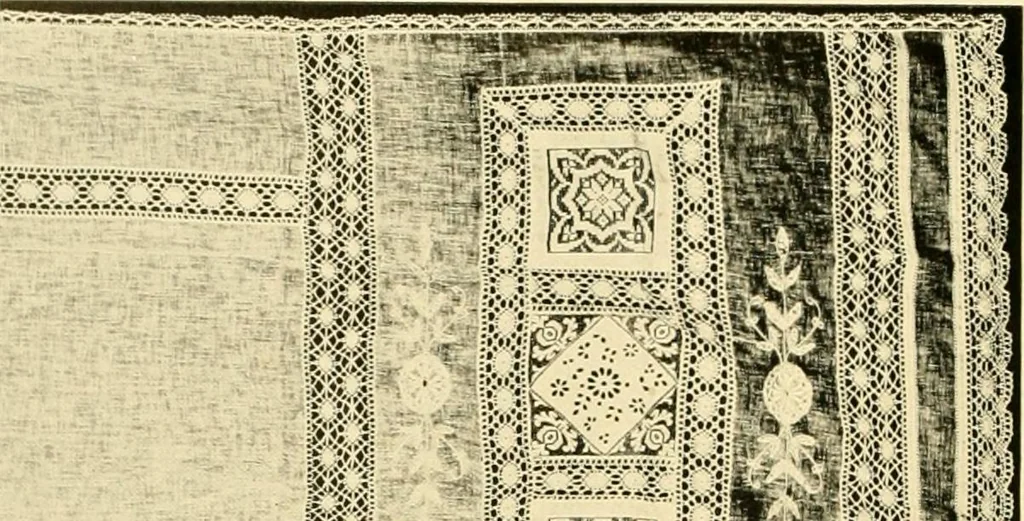 An illustration from Decorative textiles; an illustrated book on coverings for furniture, walls and floors, including damasks, brocades and velvets, tapestries, laces, embroideries, chintzes, cretones, drapery and furniture trimmings, wall papers, carpets and rugs, tooled and illuminated leathers, 1918, leaf 133