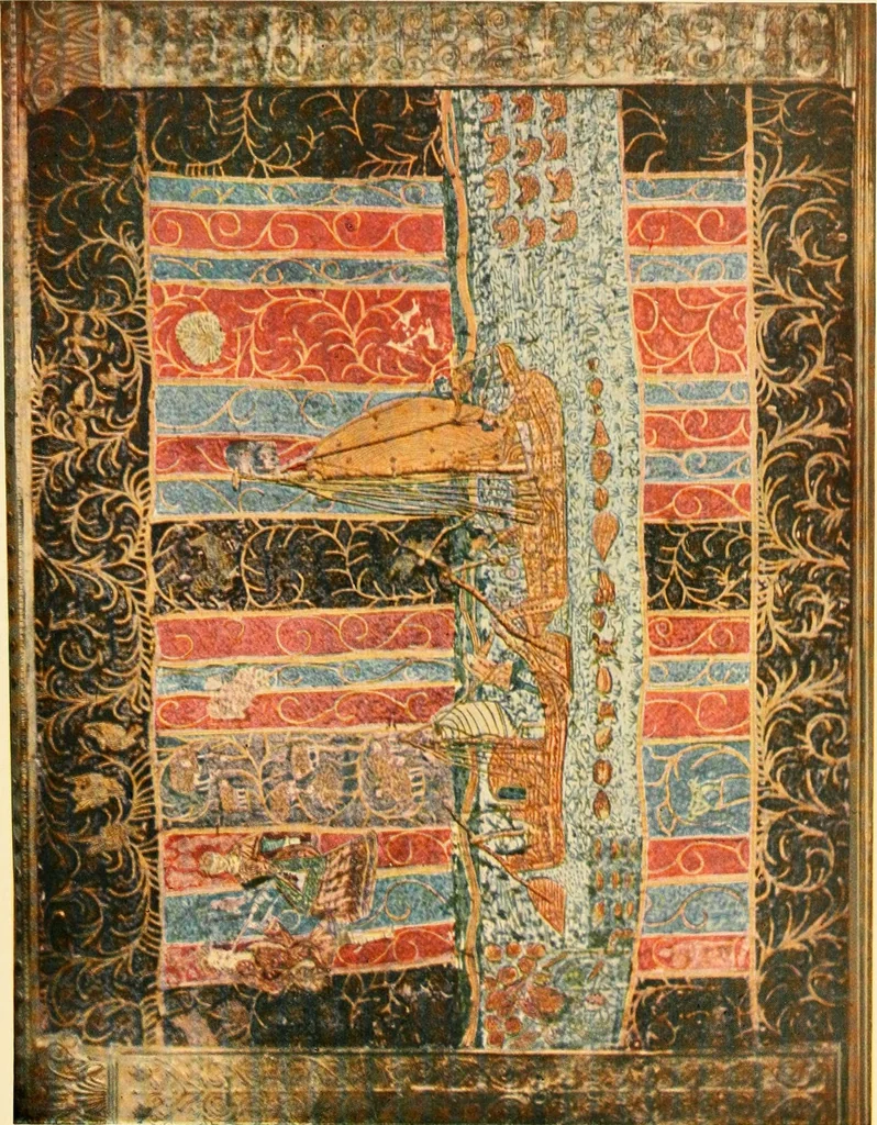 An illustration from Decorative textiles; an illustrated book on coverings for furniture, walls and floors, including damasks, brocades and velvets, tapestries, laces, embroideries, chintzes, cretones, drapery and furniture trimmings, wall papers, carpets and rugs, tooled and illuminated leathers, 1918, leaf 136