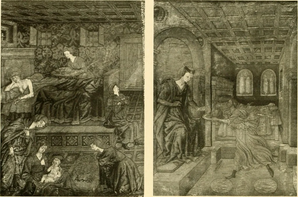 An illustration from Decorative textiles; an illustrated book on coverings for furniture, walls and floors, including damasks, brocades and velvets, tapestries, laces, embroideries, chintzes, cretones, drapery and furniture trimmings, wall papers, carpets and rugs, tooled and illuminated leathers, 1918, leaf 141