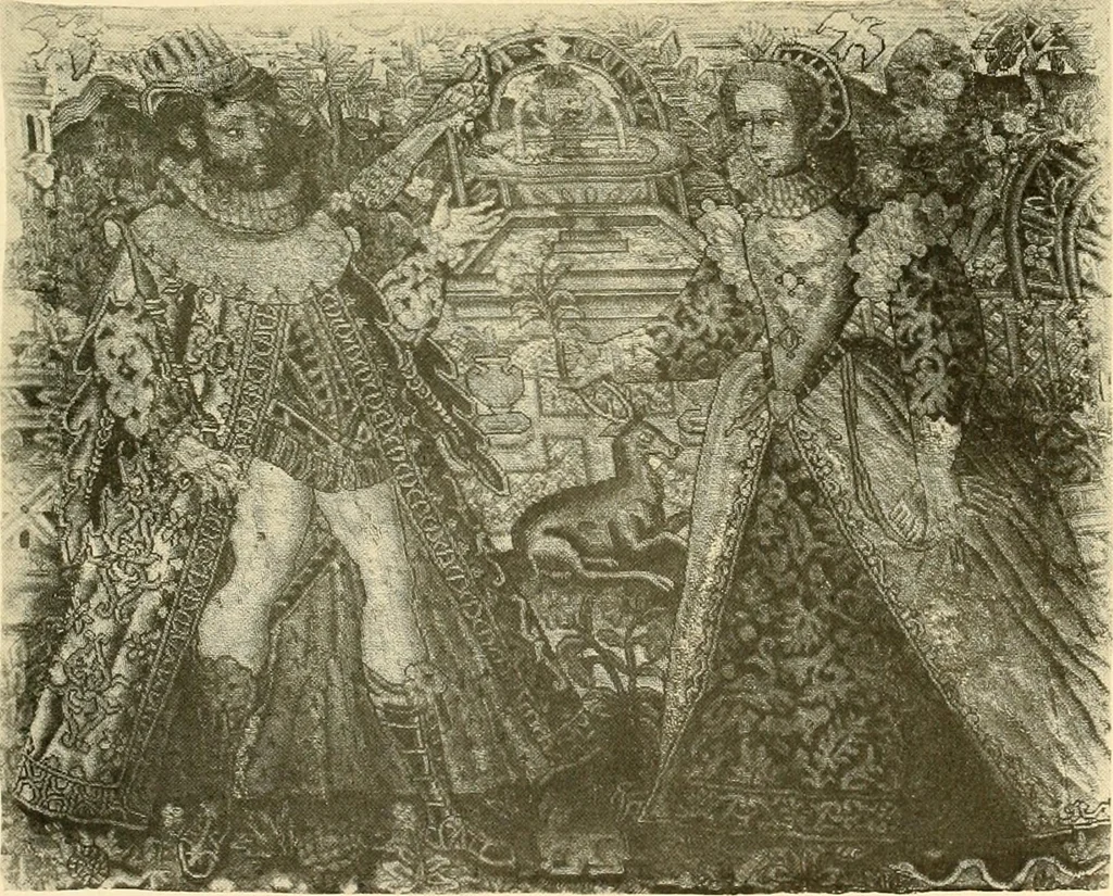 An illustration from Decorative textiles; an illustrated book on coverings for furniture, walls and floors, including damasks, brocades and velvets, tapestries, laces, embroideries, chintzes, cretones, drapery and furniture trimmings, wall papers, carpets and rugs, tooled and illuminated leathers, 1918, leaf 142