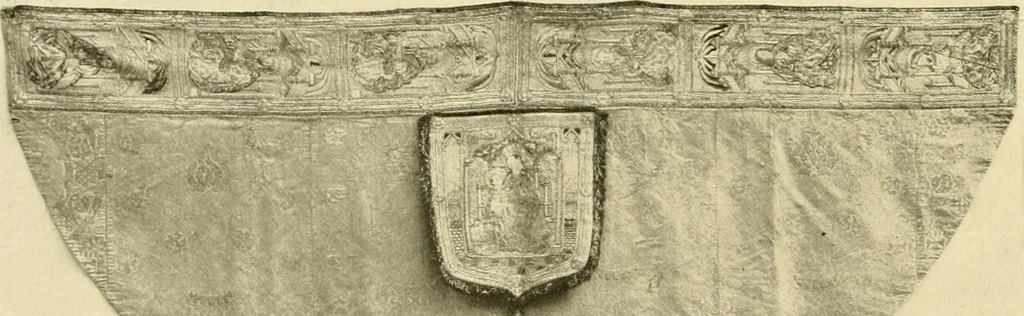 An illustration from Decorative textiles; an illustrated book on coverings for furniture, walls and floors, including damasks, brocades and velvets, tapestries, laces, embroideries, chintzes, cretones, drapery and furniture trimmings, wall papers, carpets and rugs, tooled and illuminated leathers, 1918, leaf 145