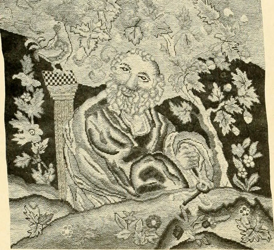 An illustration from Decorative textiles; an illustrated book on coverings for furniture, walls and floors, including damasks, brocades and velvets, tapestries, laces, embroideries, chintzes, cretones, drapery and furniture trimmings, wall papers, carpets and rugs, tooled and illuminated leathers, 1918, leaf 148