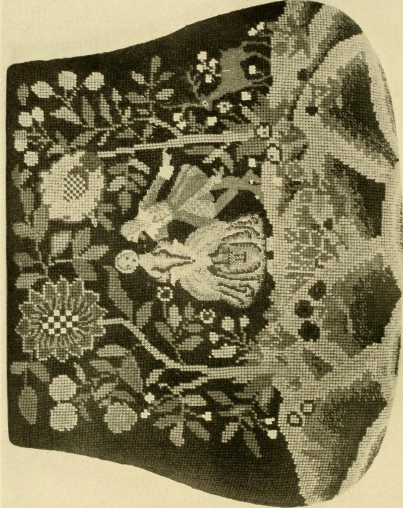 An illustration from Decorative textiles; an illustrated book on coverings for furniture, walls and floors, including damasks, brocades and velvets, tapestries, laces, embroideries, chintzes, cretones, drapery and furniture trimmings, wall papers, carpets and rugs, tooled and illuminated leathers, 1918, leaf 153