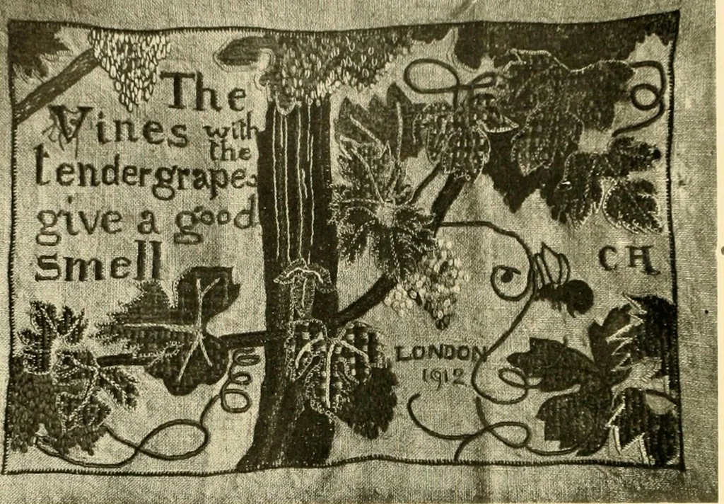 An illustration from Decorative textiles; an illustrated book on coverings for furniture, walls and floors, including damasks, brocades and velvets, tapestries, laces, embroideries, chintzes, cretones, drapery and furniture trimmings, wall papers, carpets and rugs, tooled and illuminated leathers, 1918, leaf 155