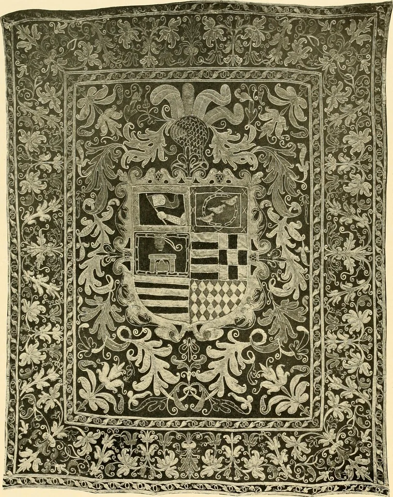 An illustration from Decorative textiles; an illustrated book on coverings for furniture, walls and floors, including damasks, brocades and velvets, tapestries, laces, embroideries, chintzes, cretones, drapery and furniture trimmings, wall papers, carpets and rugs, tooled and illuminated leathers, 1918, leaf 158