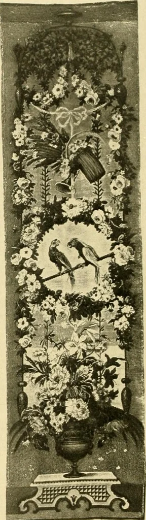 An illustration from Decorative textiles; an illustrated book on coverings for furniture, walls and floors, including damasks, brocades and velvets, tapestries, laces, embroideries, chintzes, cretones, drapery and furniture trimmings, wall papers, carpets and rugs, tooled and illuminated leathers, 1918, leaf 173