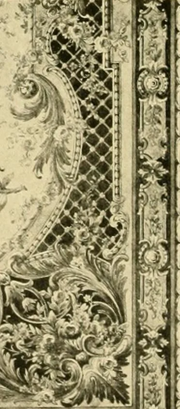 An illustration from Decorative textiles; an illustrated book on coverings for furniture, walls and floors, including damasks, brocades and velvets, tapestries, laces, embroideries, chintzes, cretones, drapery and furniture trimmings, wall papers, carpets and rugs, tooled and illuminated leathers, 1918, leaf 181