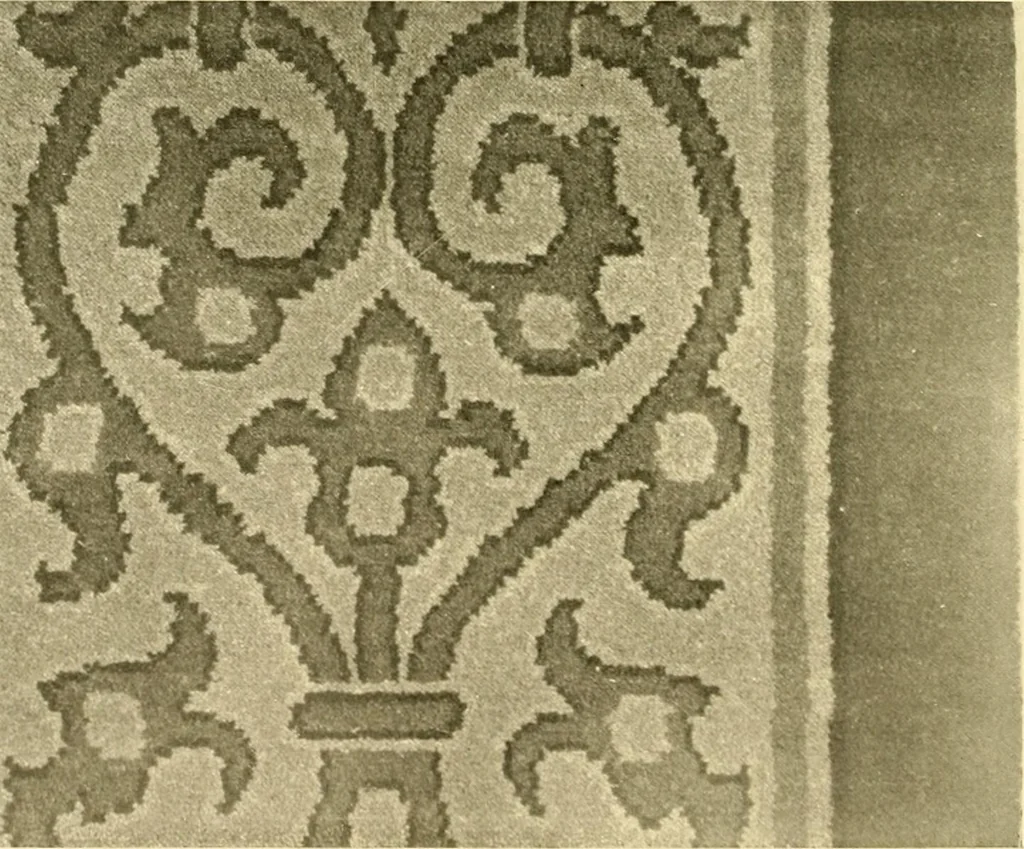 An illustration from Decorative textiles; an illustrated book on coverings for furniture, walls and floors, including damasks, brocades and velvets, tapestries, laces, embroideries, chintzes, cretones, drapery and furniture trimmings, wall papers, carpets and rugs, tooled and illuminated leathers, 1918, leaf 193
