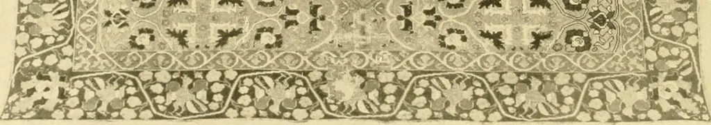 An illustration from Decorative textiles; an illustrated book on coverings for furniture, walls and floors, including damasks, brocades and velvets, tapestries, laces, embroideries, chintzes, cretones, drapery and furniture trimmings, wall papers, carpets and rugs, tooled and illuminated leathers, 1918, leaf 201