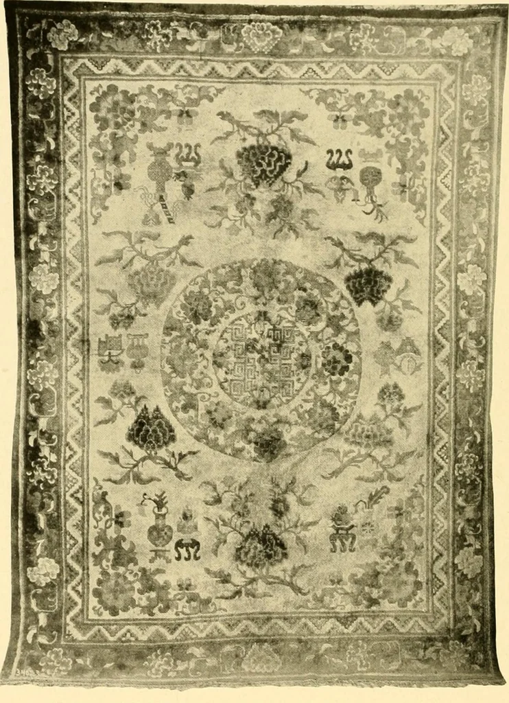 An illustration from Decorative textiles; an illustrated book on coverings for furniture, walls and floors, including damasks, brocades and velvets, tapestries, laces, embroideries, chintzes, cretones, drapery and furniture trimmings, wall papers, carpets and rugs, tooled and illuminated leathers, 1918, leaf 205