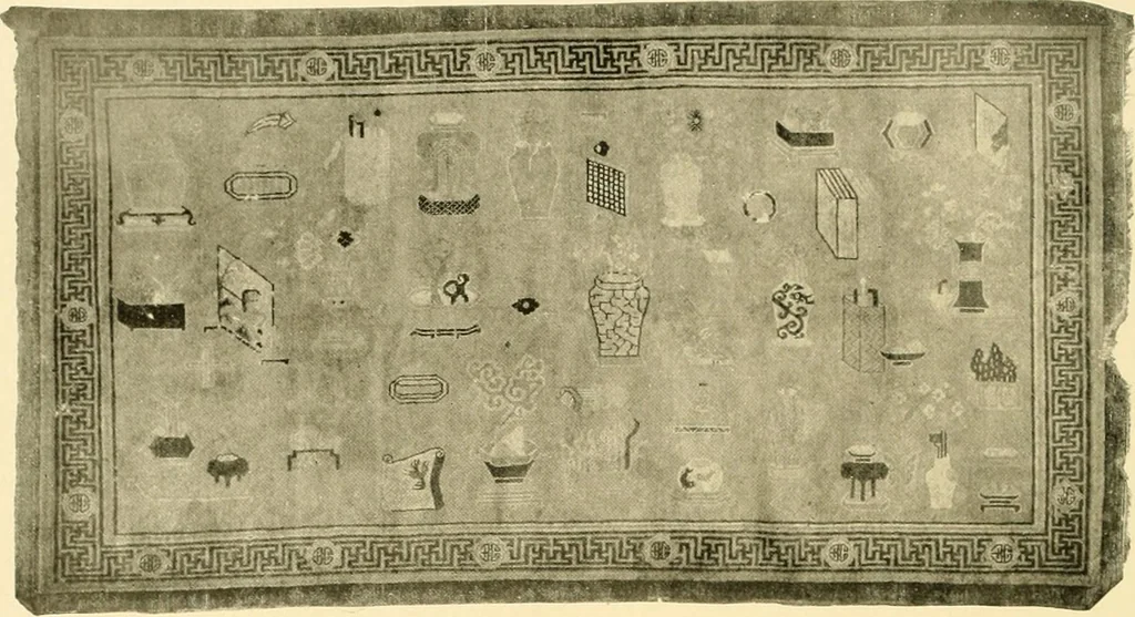 An illustration from Decorative textiles; an illustrated book on coverings for furniture, walls and floors, including damasks, brocades and velvets, tapestries, laces, embroideries, chintzes, cretones, drapery and furniture trimmings, wall papers, carpets and rugs, tooled and illuminated leathers, 1918, leaf 209