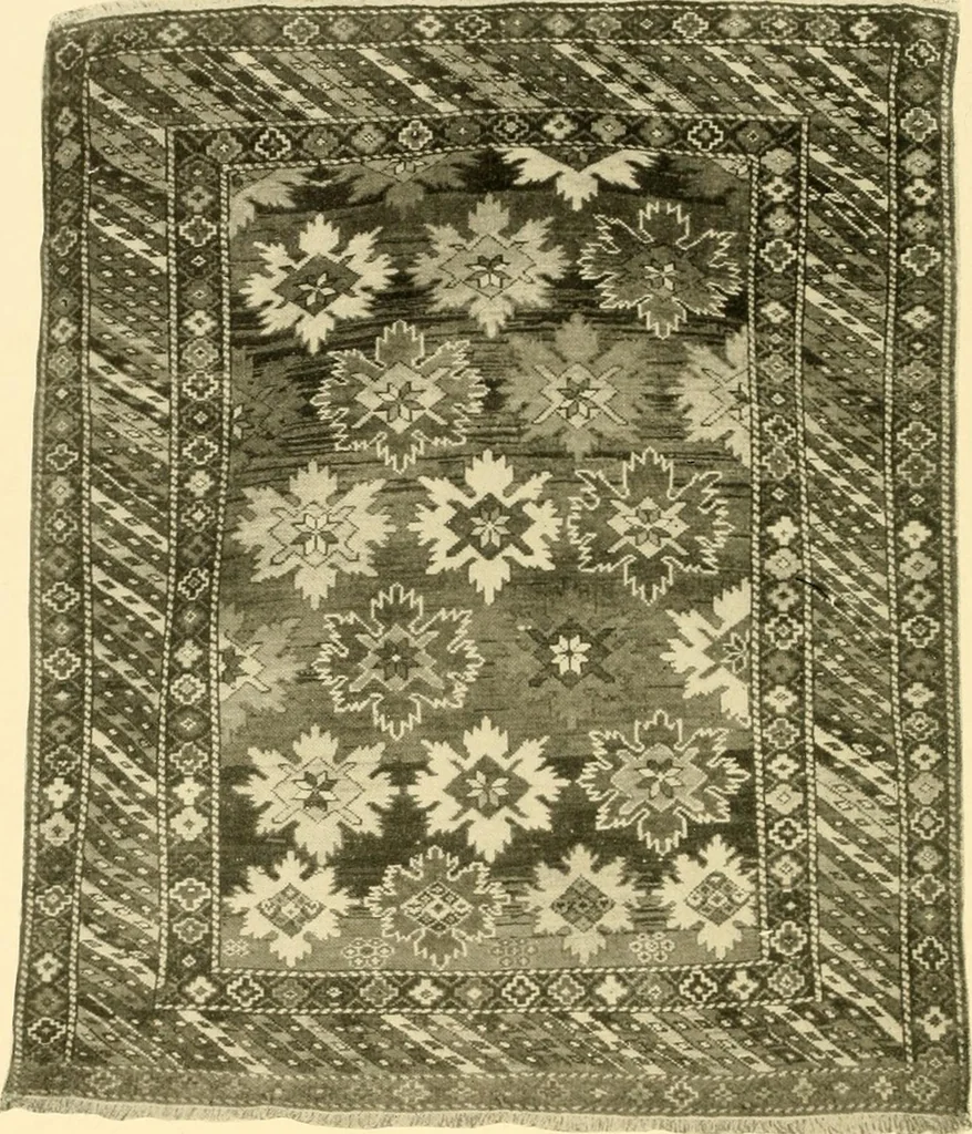 An illustration from Decorative textiles; an illustrated book on coverings for furniture, walls and floors, including damasks, brocades and velvets, tapestries, laces, embroideries, chintzes, cretones, drapery and furniture trimmings, wall papers, carpets and rugs, tooled and illuminated leathers, 1918, leaf 221