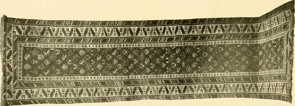 An illustration from Decorative textiles; an illustrated book on coverings for furniture, walls and floors, including damasks, brocades and velvets, tapestries, laces, embroideries, chintzes, cretones, drapery and furniture trimmings, wall papers, carpets and rugs, tooled and illuminated leathers, 1918, leaf 225