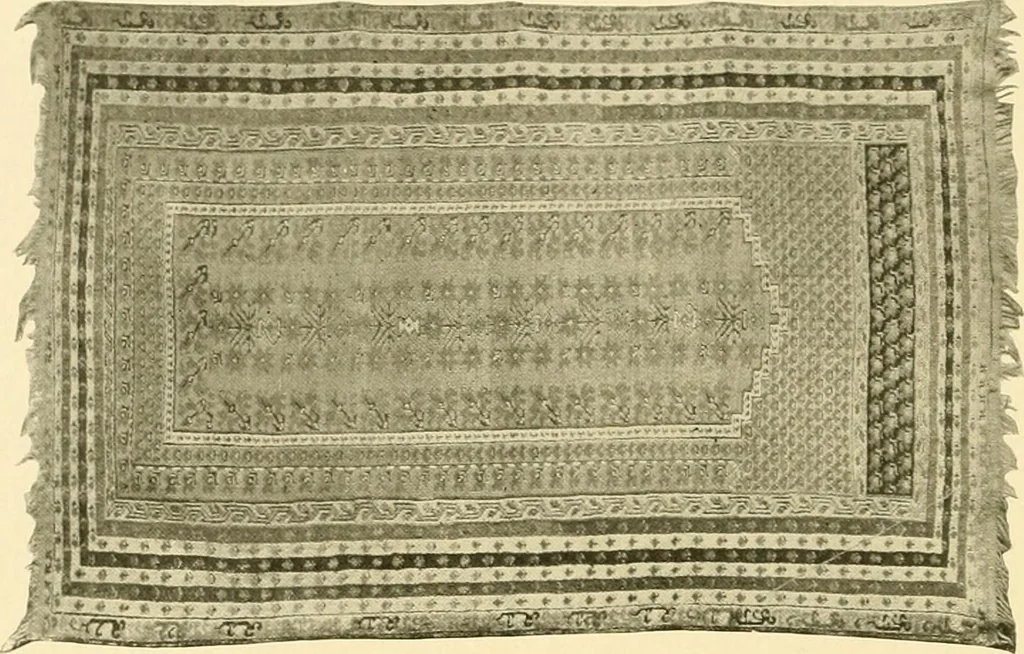 An illustration from Decorative textiles; an illustrated book on coverings for furniture, walls and floors, including damasks, brocades and velvets, tapestries, laces, embroideries, chintzes, cretones, drapery and furniture trimmings, wall papers, carpets and rugs, tooled and illuminated leathers, 1918, leaf 229