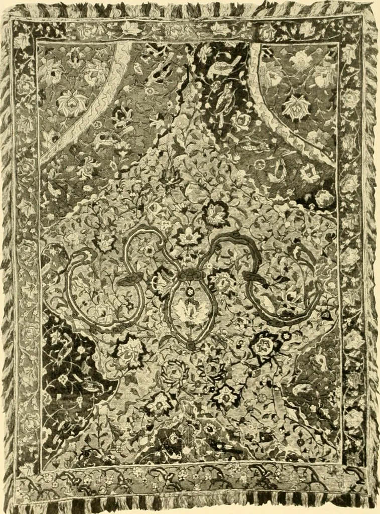 An illustration from Decorative textiles; an illustrated book on coverings for furniture, walls and floors, including damasks, brocades and velvets, tapestries, laces, embroideries, chintzes, cretones, drapery and furniture trimmings, wall papers, carpets and rugs, tooled and illuminated leathers, 1918, leaf 235
