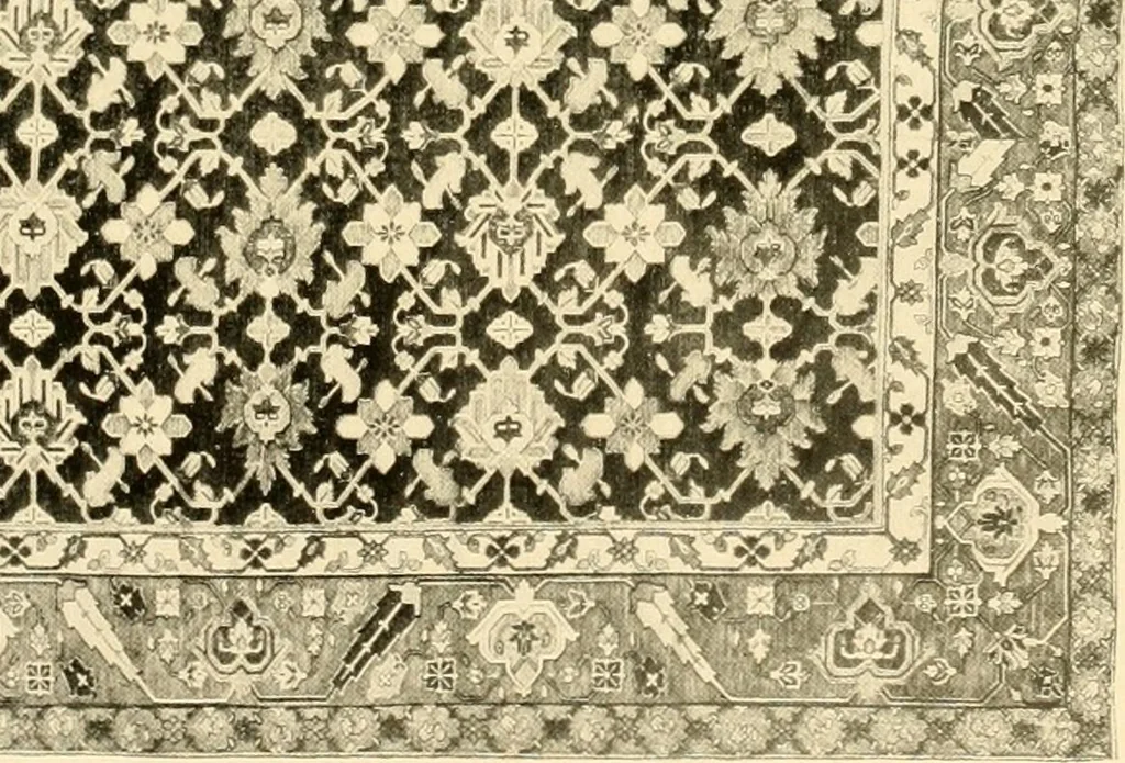 An illustration from Decorative textiles; an illustrated book on coverings for furniture, walls and floors, including damasks, brocades and velvets, tapestries, laces, embroideries, chintzes, cretones, drapery and furniture trimmings, wall papers, carpets and rugs, tooled and illuminated leathers, 1918, leaf 236
