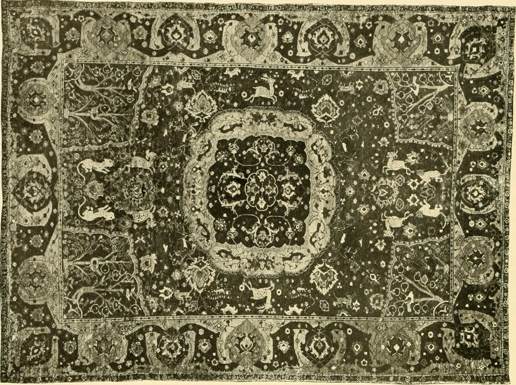 An illustration from Decorative textiles; an illustrated book on coverings for furniture, walls and floors, including damasks, brocades and velvets, tapestries, laces, embroideries, chintzes, cretones, drapery and furniture trimmings, wall papers, carpets and rugs, tooled and illuminated leathers, 1918, leaf 241