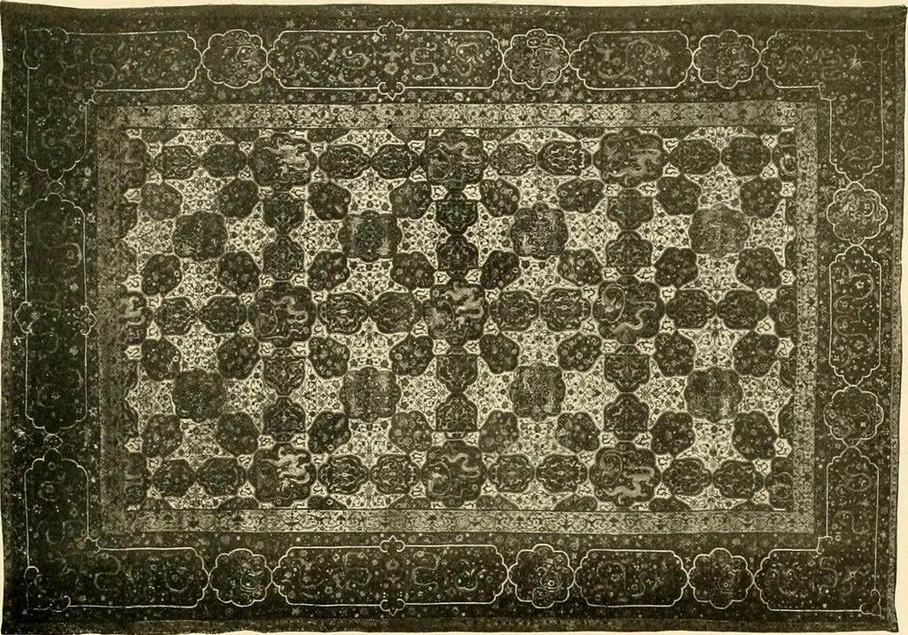 An illustration from Decorative textiles; an illustrated book on coverings for furniture, walls and floors, including damasks, brocades and velvets, tapestries, laces, embroideries, chintzes, cretones, drapery and furniture trimmings, wall papers, carpets and rugs, tooled and illuminated leathers, 1918, leaf 244