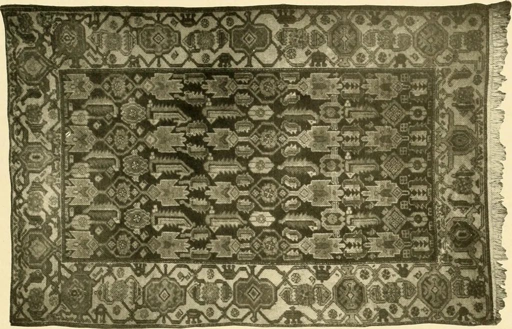 An illustration from Decorative textiles; an illustrated book on coverings for furniture, walls and floors, including damasks, brocades and velvets, tapestries, laces, embroideries, chintzes, cretones, drapery and furniture trimmings, wall papers, carpets and rugs, tooled and illuminated leathers, 1918, leaf 248