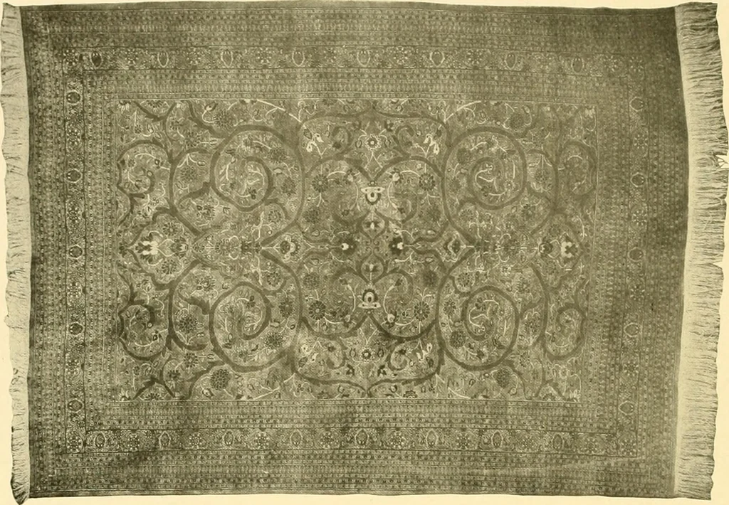 An illustration from Decorative textiles; an illustrated book on coverings for furniture, walls and floors, including damasks, brocades and velvets, tapestries, laces, embroideries, chintzes, cretones, drapery and furniture trimmings, wall papers, carpets and rugs, tooled and illuminated leathers, 1918, leaf 249