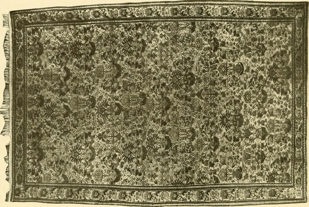 An illustration from Decorative textiles; an illustrated book on coverings for furniture, walls and floors, including damasks, brocades and velvets, tapestries, laces, embroideries, chintzes, cretones, drapery and furniture trimmings, wall papers, carpets and rugs, tooled and illuminated leathers, 1918, leaf 251