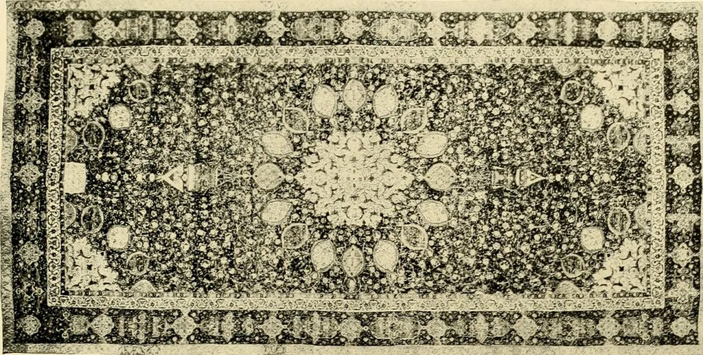 An illustration from Decorative textiles; an illustrated book on coverings for furniture, walls and floors, including damasks, brocades and velvets, tapestries, laces, embroideries, chintzes, cretones, drapery and furniture trimmings, wall papers, carpets and rugs, tooled and illuminated leathers, 1918, leaf 254