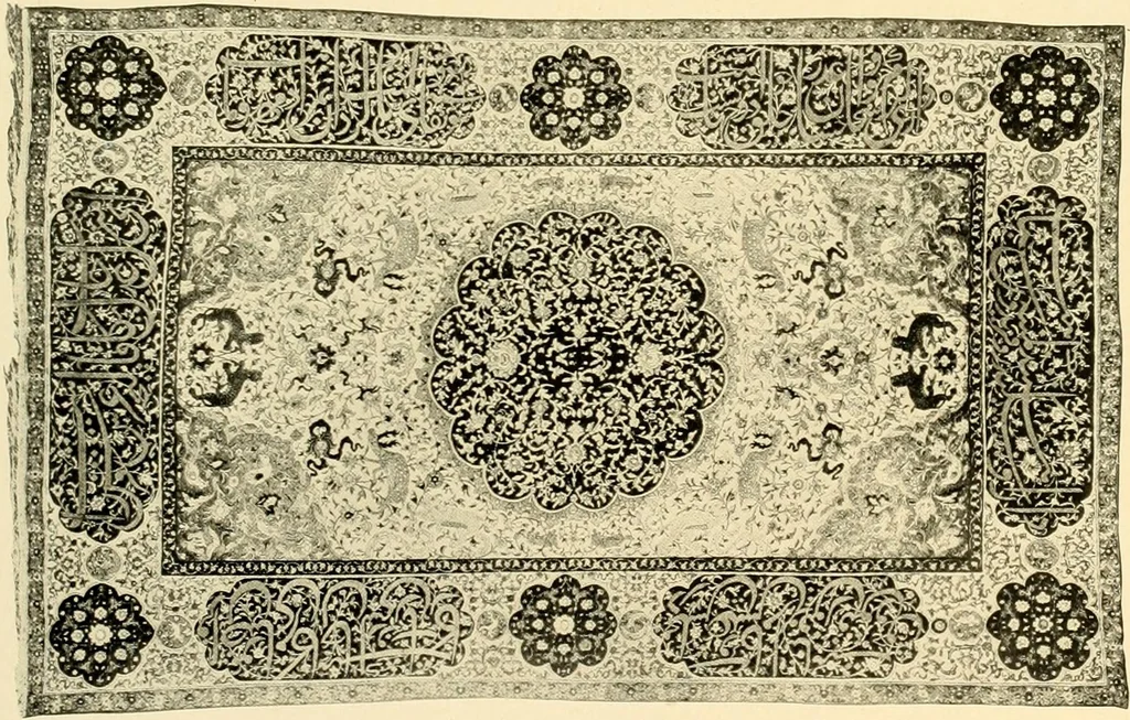 An illustration from Decorative textiles; an illustrated book on coverings for furniture, walls and floors, including damasks, brocades and velvets, tapestries, laces, embroideries, chintzes, cretones, drapery and furniture trimmings, wall papers, carpets and rugs, tooled and illuminated leathers, 1918, leaf 254