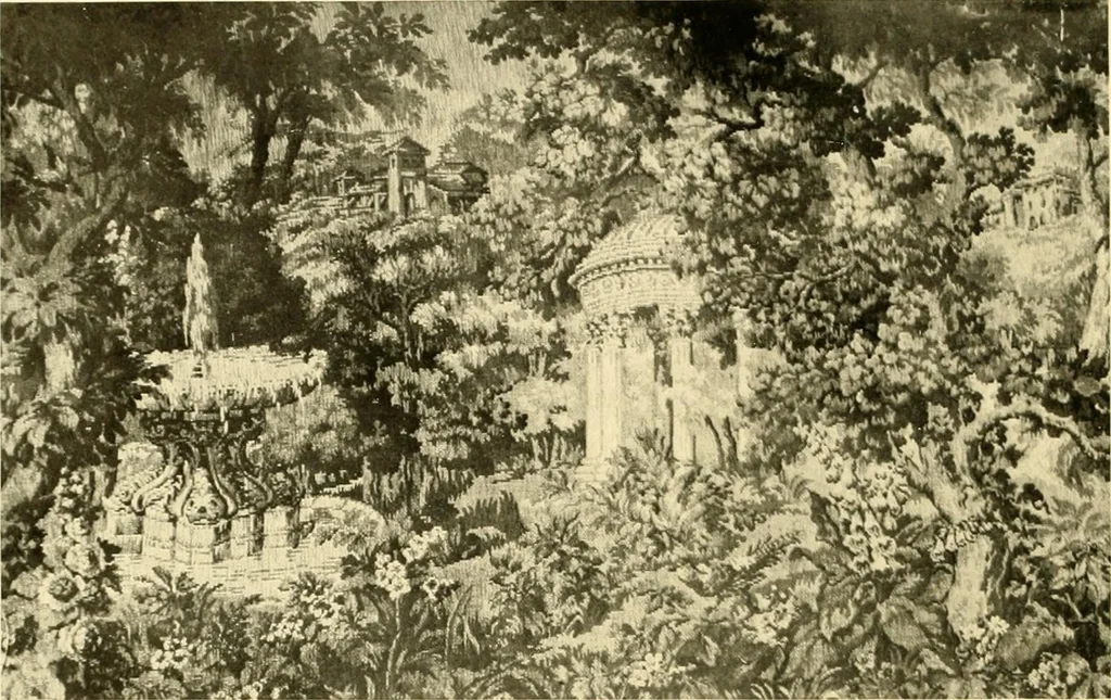 An illustration from Decorative textiles; an illustrated book on coverings for furniture, walls and floors, including damasks, brocades and velvets, tapestries, laces, embroideries, chintzes, cretones, drapery and furniture trimmings, wall papers, carpets and rugs, tooled and illuminated leathers, 1918, leaf 271
