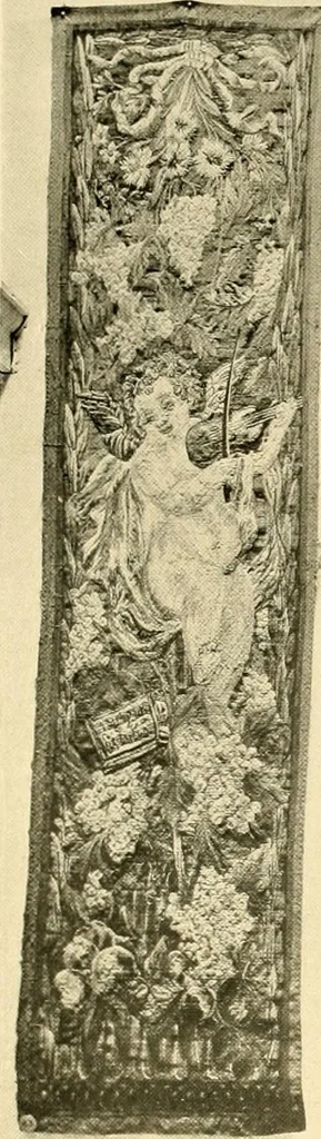 An illustration from Decorative textiles; an illustrated book on coverings for furniture, walls and floors, including damasks, brocades and velvets, tapestries, laces, embroideries, chintzes, cretones, drapery and furniture trimmings, wall papers, carpets and rugs, tooled and illuminated leathers, 1918, leaf 272