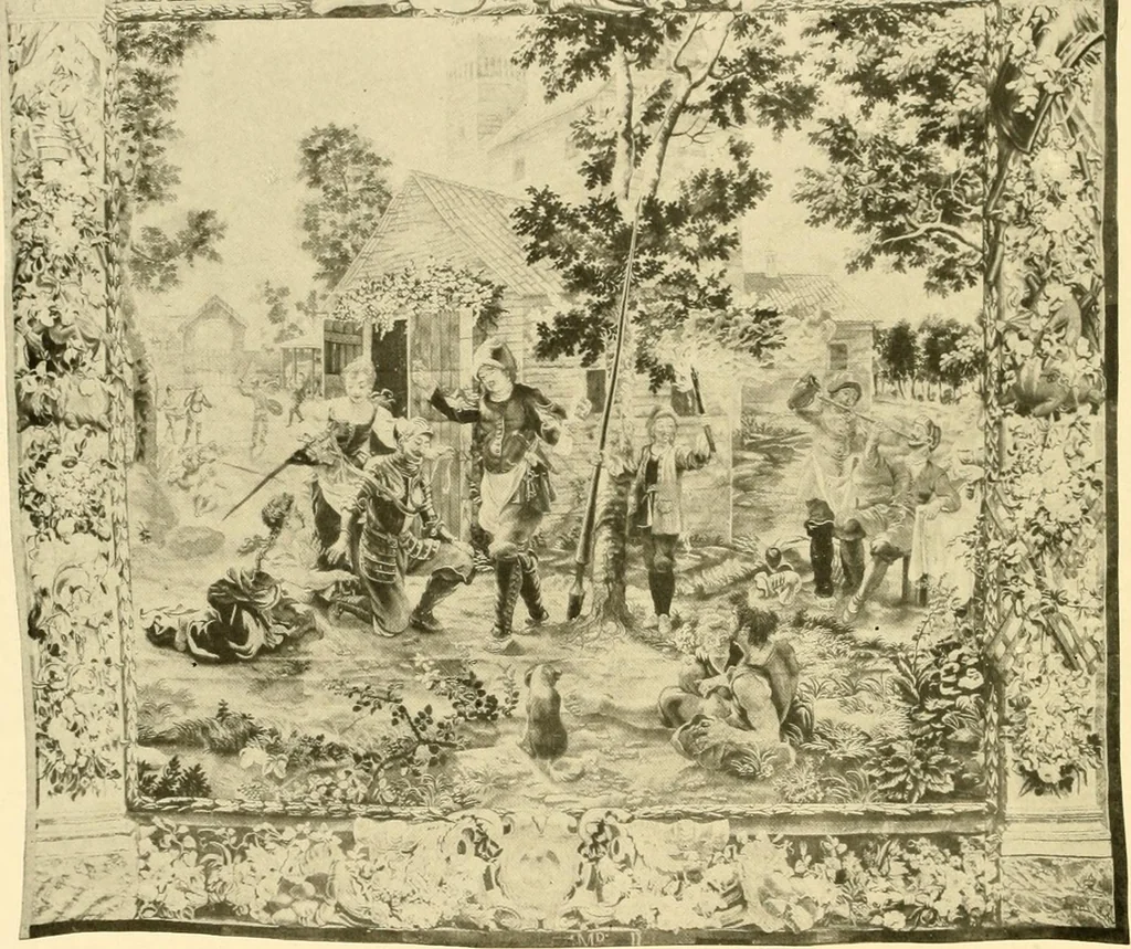 An illustration from Decorative textiles; an illustrated book on coverings for furniture, walls and floors, including damasks, brocades and velvets, tapestries, laces, embroideries, chintzes, cretones, drapery and furniture trimmings, wall papers, carpets and rugs, tooled and illuminated leathers, 1918, leaf 275