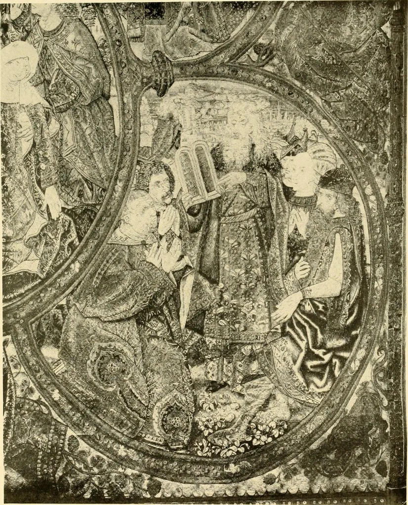An illustration from Decorative textiles; an illustrated book on coverings for furniture, walls and floors, including damasks, brocades and velvets, tapestries, laces, embroideries, chintzes, cretones, drapery and furniture trimmings, wall papers, carpets and rugs, tooled and illuminated leathers, 1918, leaf 282