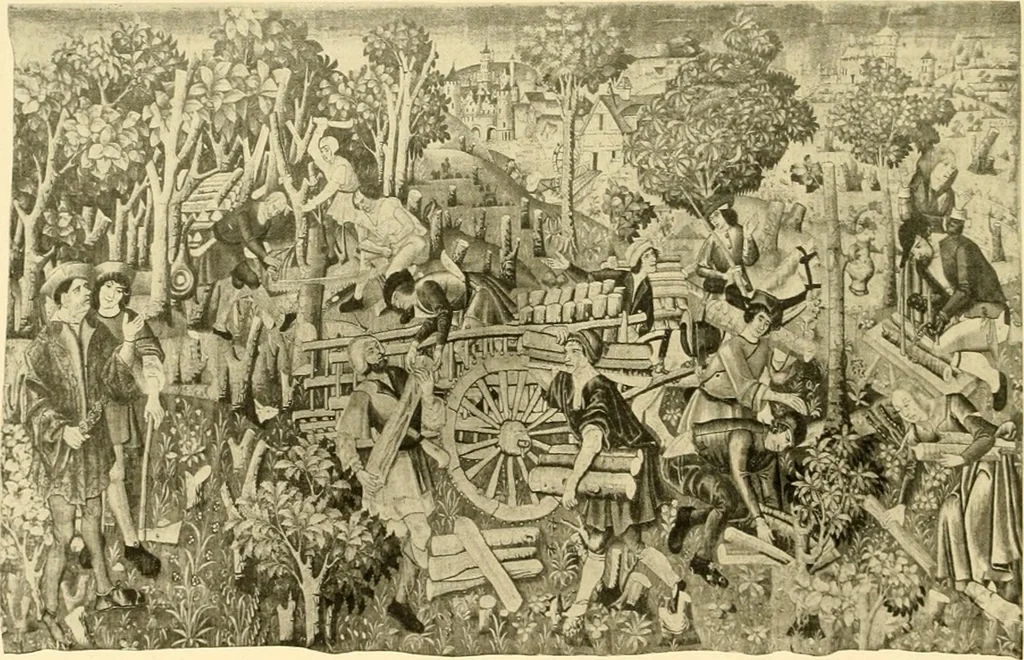 An illustration from Decorative textiles; an illustrated book on coverings for furniture, walls and floors, including damasks, brocades and velvets, tapestries, laces, embroideries, chintzes, cretones, drapery and furniture trimmings, wall papers, carpets and rugs, tooled and illuminated leathers, 1918, leaf 285