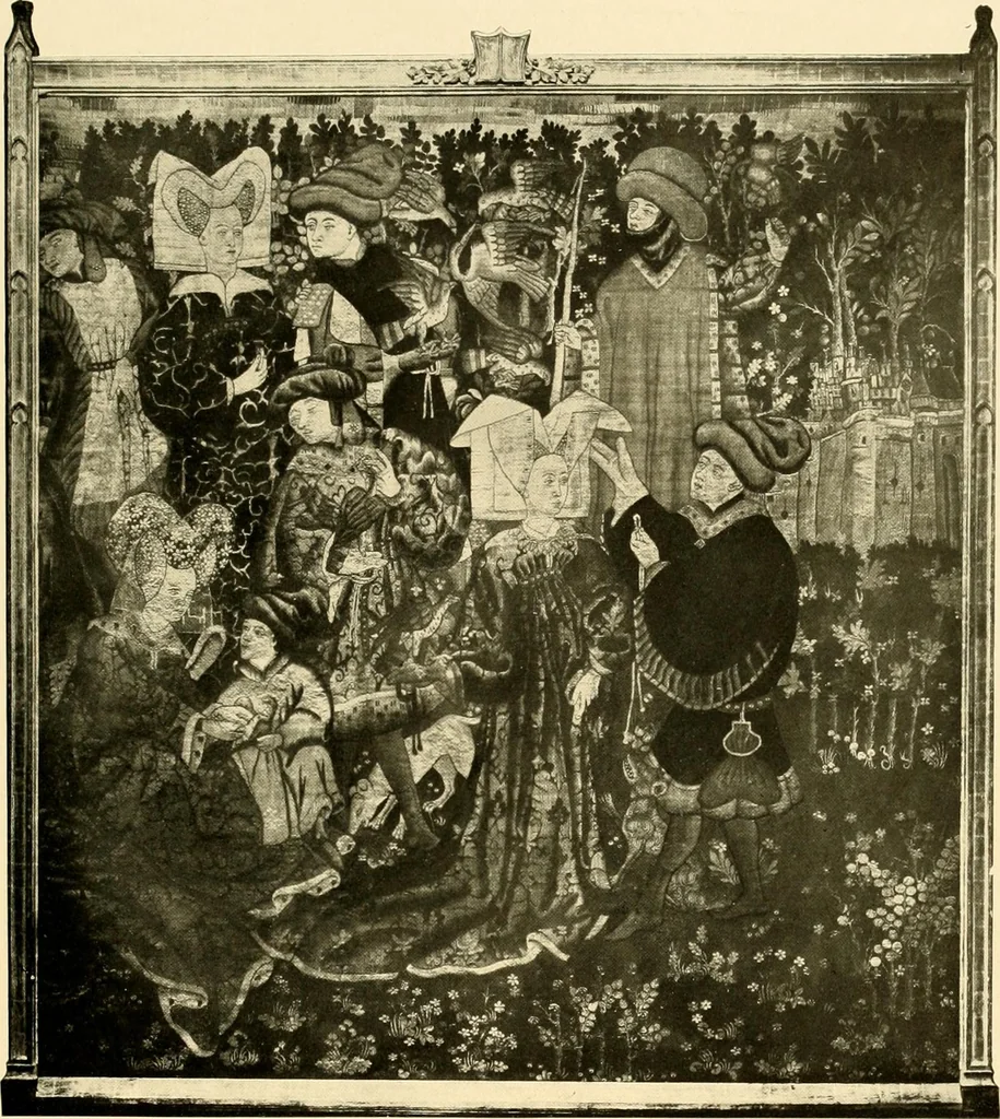 An illustration from Decorative textiles; an illustrated book on coverings for furniture, walls and floors, including damasks, brocades and velvets, tapestries, laces, embroideries, chintzes, cretones, drapery and furniture trimmings, wall papers, carpets and rugs, tooled and illuminated leathers, 1918, leaf 286