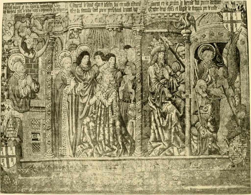 An illustration from Decorative textiles; an illustrated book on coverings for furniture, walls and floors, including damasks, brocades and velvets, tapestries, laces, embroideries, chintzes, cretones, drapery and furniture trimmings, wall papers, carpets and rugs, tooled and illuminated leathers, 1918, leaf 287