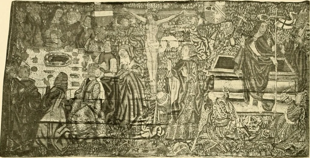An illustration from Decorative textiles; an illustrated book on coverings for furniture, walls and floors, including damasks, brocades and velvets, tapestries, laces, embroideries, chintzes, cretones, drapery and furniture trimmings, wall papers, carpets and rugs, tooled and illuminated leathers, 1918, leaf 289