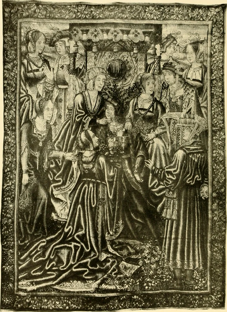 An illustration from Decorative textiles; an illustrated book on coverings for furniture, walls and floors, including damasks, brocades and velvets, tapestries, laces, embroideries, chintzes, cretones, drapery and furniture trimmings, wall papers, carpets and rugs, tooled and illuminated leathers, 1918, leaf 295