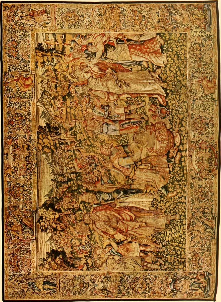 An illustration from Decorative textiles; an illustrated book on coverings for furniture, walls and floors, including damasks, brocades and velvets, tapestries, laces, embroideries, chintzes, cretones, drapery and furniture trimmings, wall papers, carpets and rugs, tooled and illuminated leathers, 1918, leaf 298