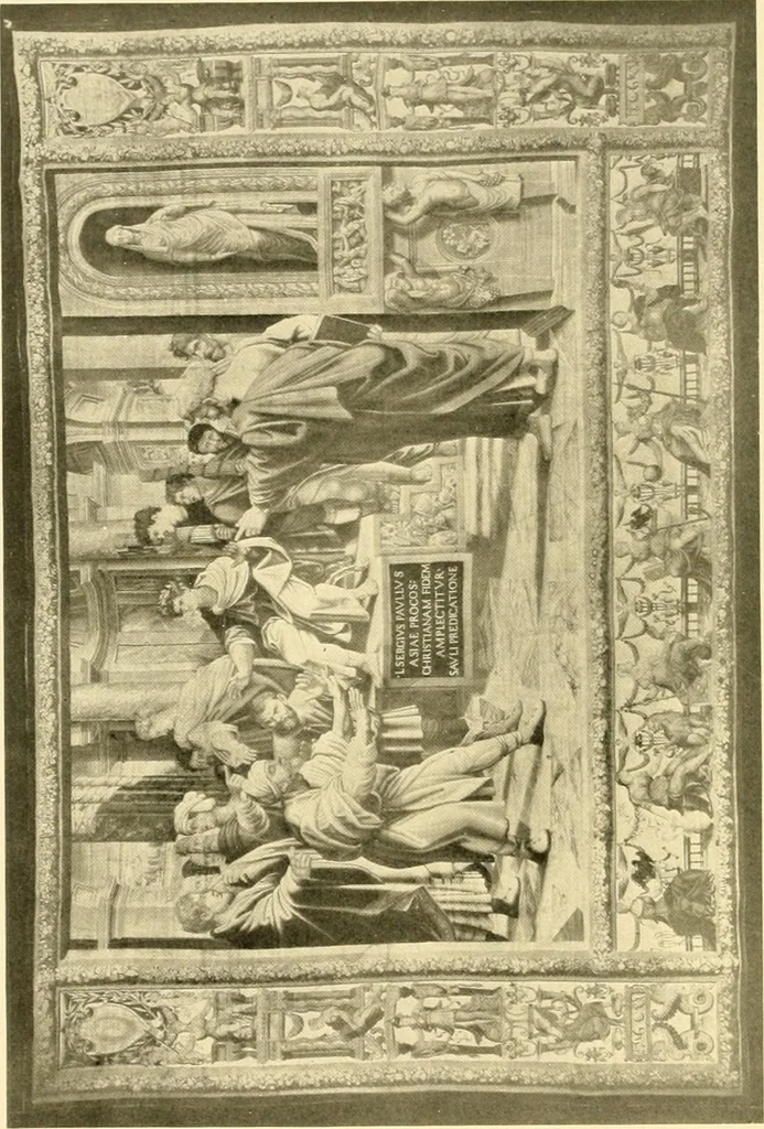 An illustration from Decorative textiles; an illustrated book on coverings for furniture, walls and floors, including damasks, brocades and velvets, tapestries, laces, embroideries, chintzes, cretones, drapery and furniture trimmings, wall papers, carpets and rugs, tooled and illuminated leathers, 1918, leaf 299